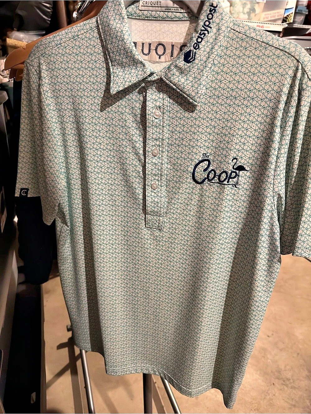 Criquet Geometric Polo in Green & White Size Small Like New